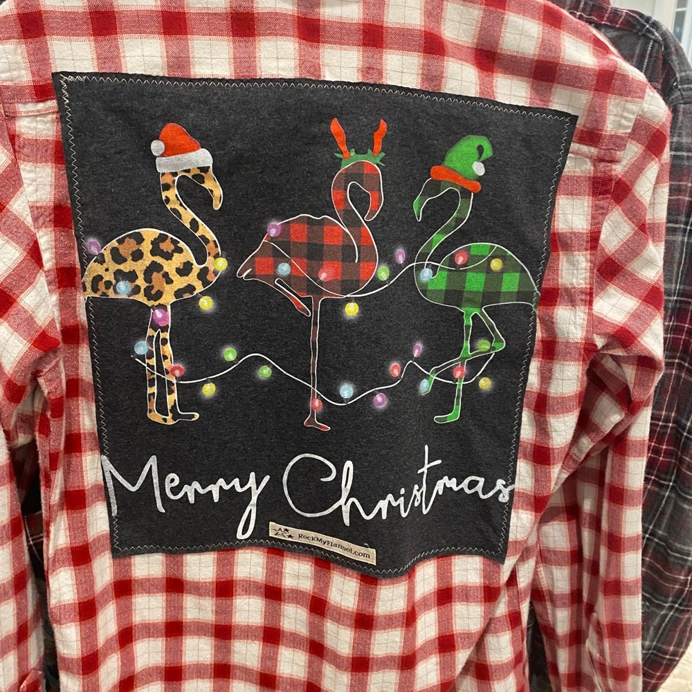 Christmas flannels are a thing- this one has flamingos.